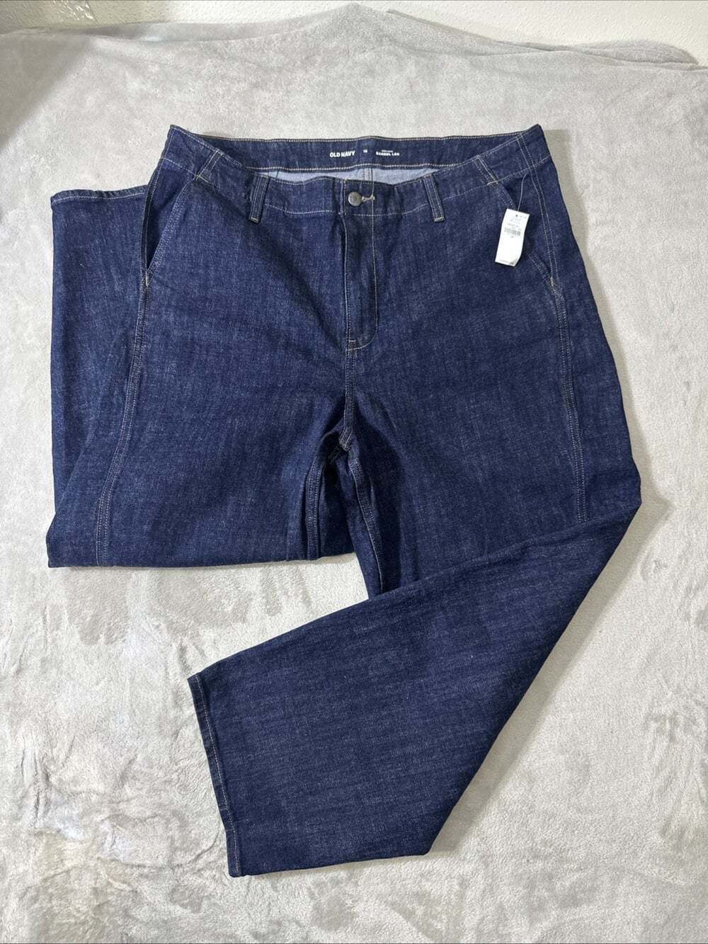 Old Navy Women’s High Rise Barrel Leg Jeans Size 16 Dark Wash Denim NWT